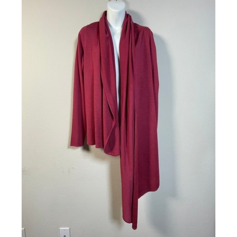 Eileen Fisher Asymmetrical Waterfall Cardigan Open Front Drape Minimalist Knit